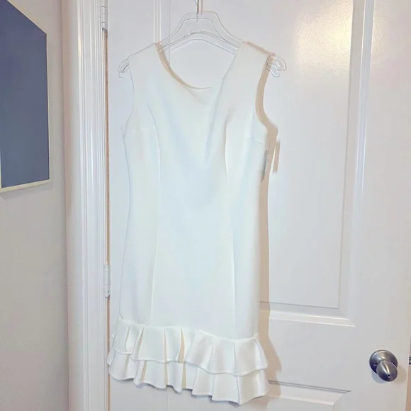 WHITE RUFFLE HEM DRESS - Picture 2 of 3